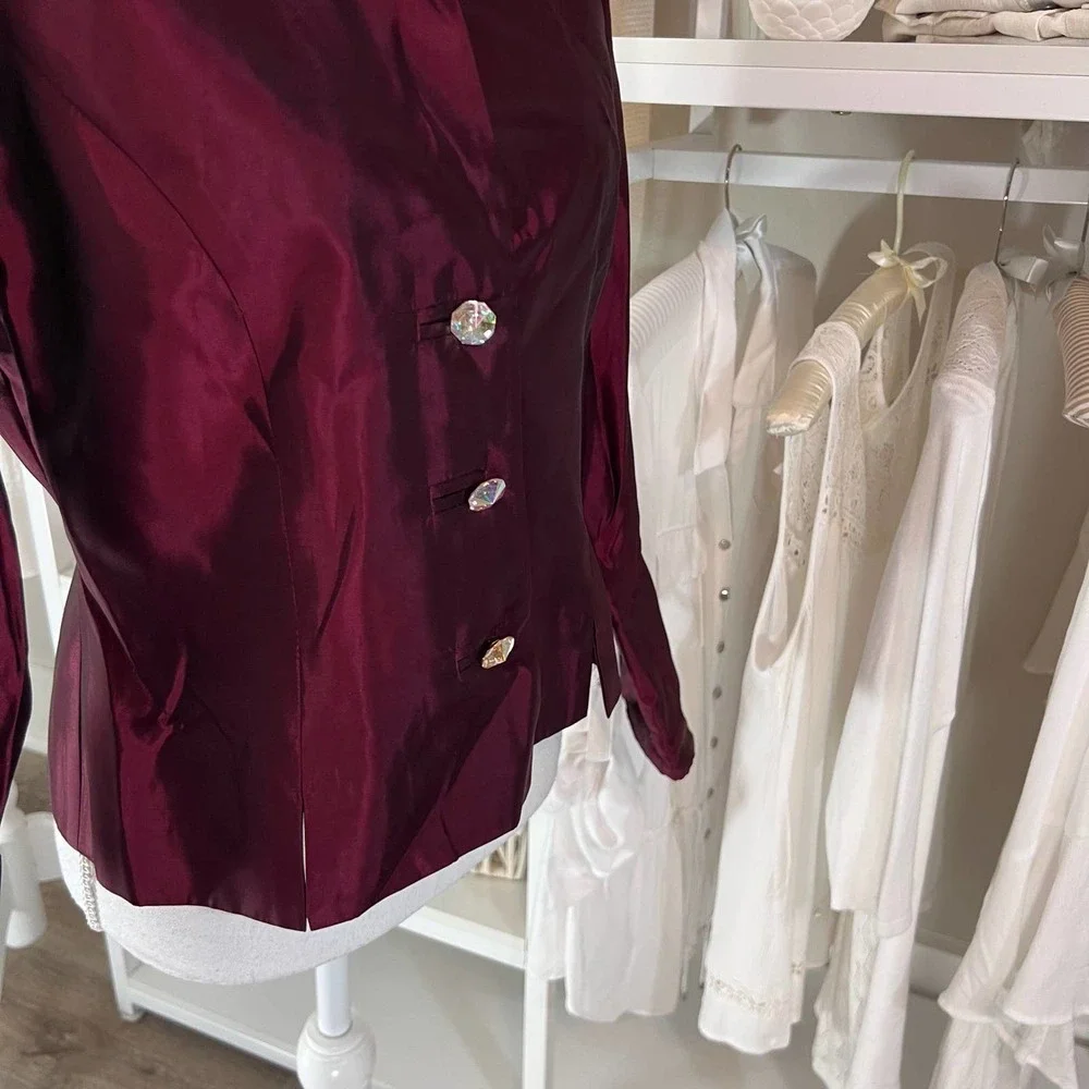 JS Collections Women's Dress Jacket, size 12. Burgundy Special Occasion - Picture 5 of 12